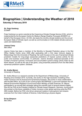 Biographies | Understanding the Weather of 2018