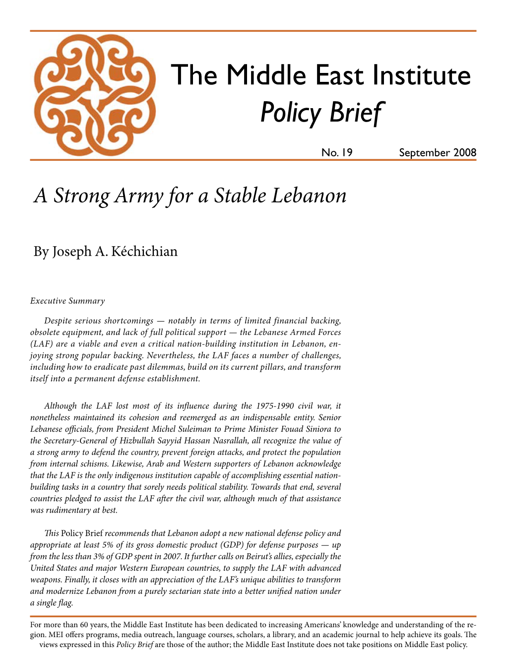 A Strong Army for a Stable Lebanon
