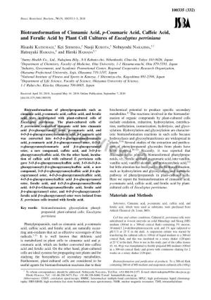 Biotransformation of Cinnamic Acid, P-Coumaric Acid, Caffeic