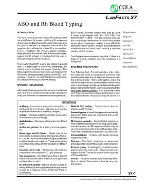 ABO and Rh Blood Typing