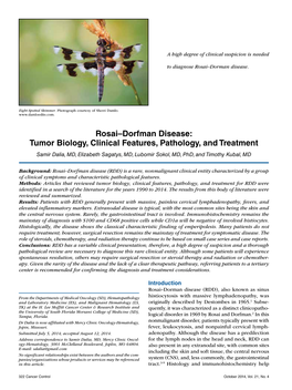 Rosai–Dorfman Disease: Tumor Biology, Clinical Features