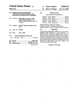 United States Patent [191 [11] Patent Number: 4,839,192 Sagi Et A1