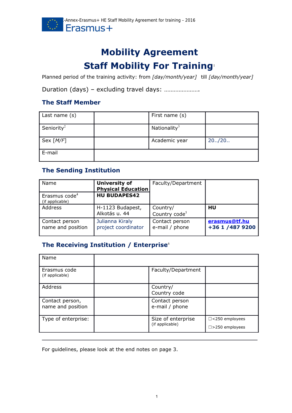 Gfna-II.7-C-Annex-Erasmus+ HE Staff Mobility Agreement for Training 2016