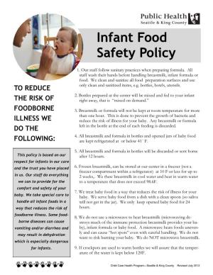 Infant Food Safety Policy Safety Policy