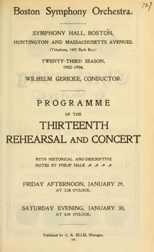 PROGRAMME of the THIRTEENTH REHEARSAL and CONCERT