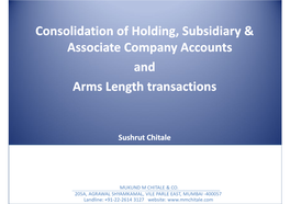 Consolidation of Holding, Subsidiary & Associate Company Accounts