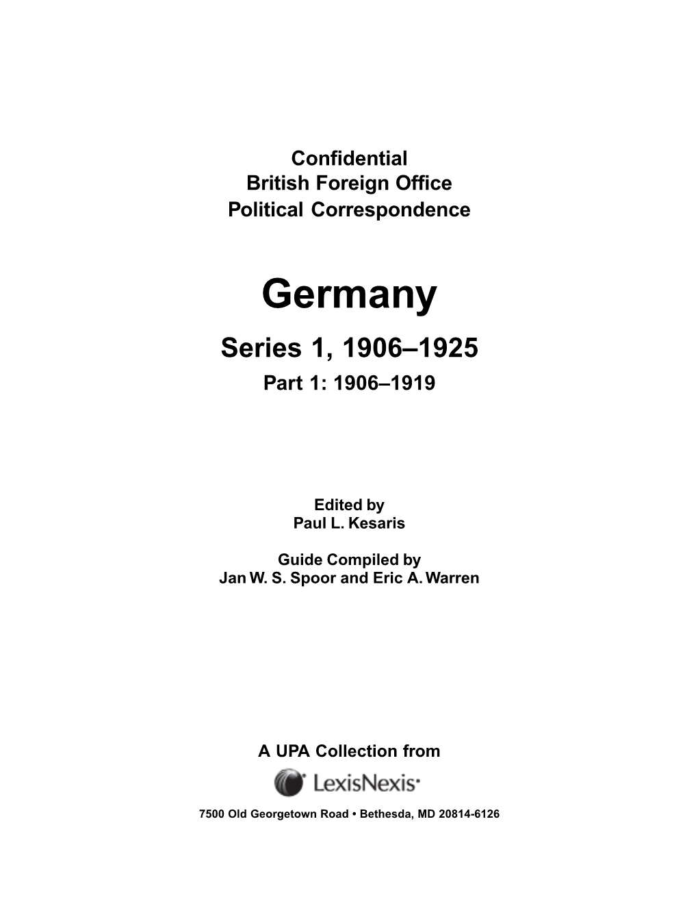 Germany Series 1, 1906–1925 Part 1: 1906–1919