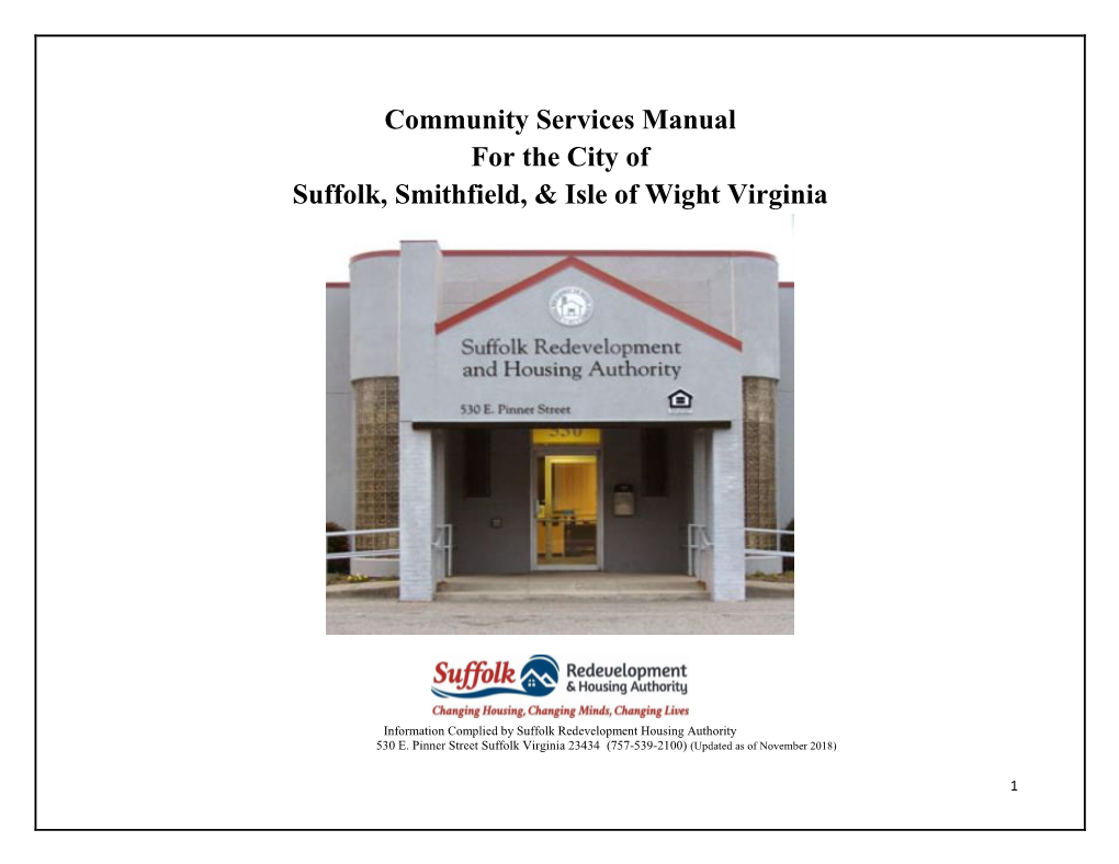 Community Services Manual for the City of Suffolk, Smithfield, & Isle Of