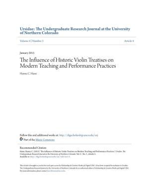 The Influence of Historic Violin Treatises on Modern Teaching and Performance Practices