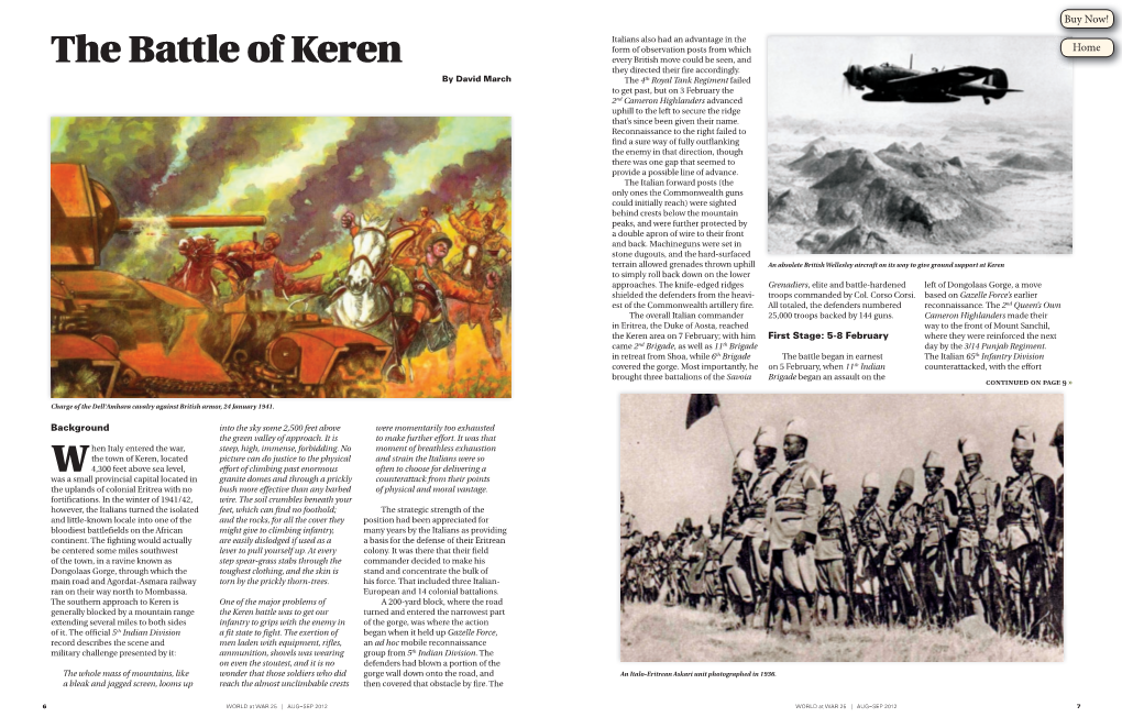 The Battle of Keren Every British Move Could Be Seen, and They Directed Their ﬁ Re Accordingly