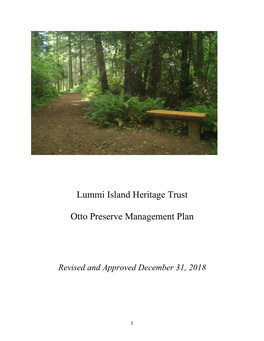 Lummi Island Heritage Trust Otto Preserve Management Plan
