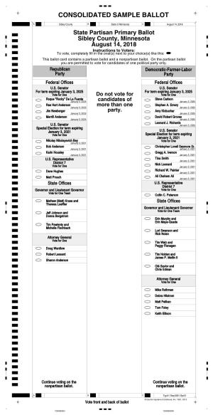 2018 Primary Election Consolidated Sample Ballot