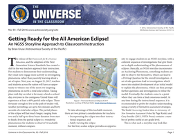Getting Ready for the All American Eclipse! an NGSS Storyline Approach to Classroom Instruction by Brian Kruse (Astronomical Society of the Pacific)