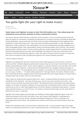 You Gotta Fight (For Your Right to Make Music) | Nouse