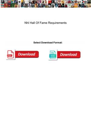 Nhl Hall of Fame Requirements