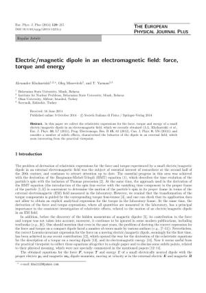 Electric/Magnetic Dipole in an Electromagnetic Field: Force, Torque