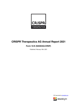 CRISPR Therapeutics AG Annual Report 2021