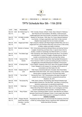 TPTV Schedule Nov 5Th - 11Th 2018