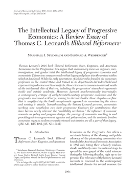 The Intellectual Legacy of Progressive Economics: a Review Essay of Thomas C