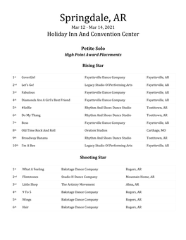 Springdale, AR Mar 12 - Mar 14, 2021 Holiday Inn and Convention Center