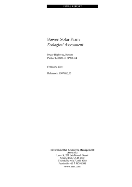Bowen Solar Farm Ecological Assessment