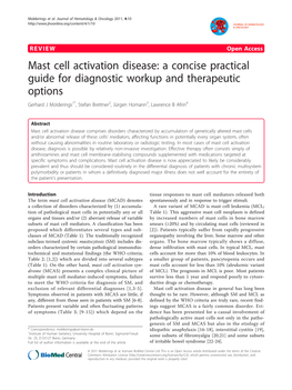 Mast Cell Activation Disease: a Concise Practical Guide for Diagnostic Workup and Therapeutic Options