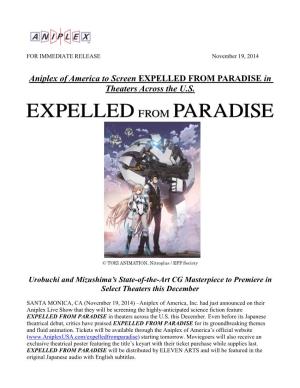 Aniplex of America to Screen EXPELLED from PARADISE in Theaters Across the U.S