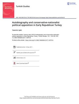 Autobiography and Conservative-Nationalist Political Opposition in Early Republican Turkey