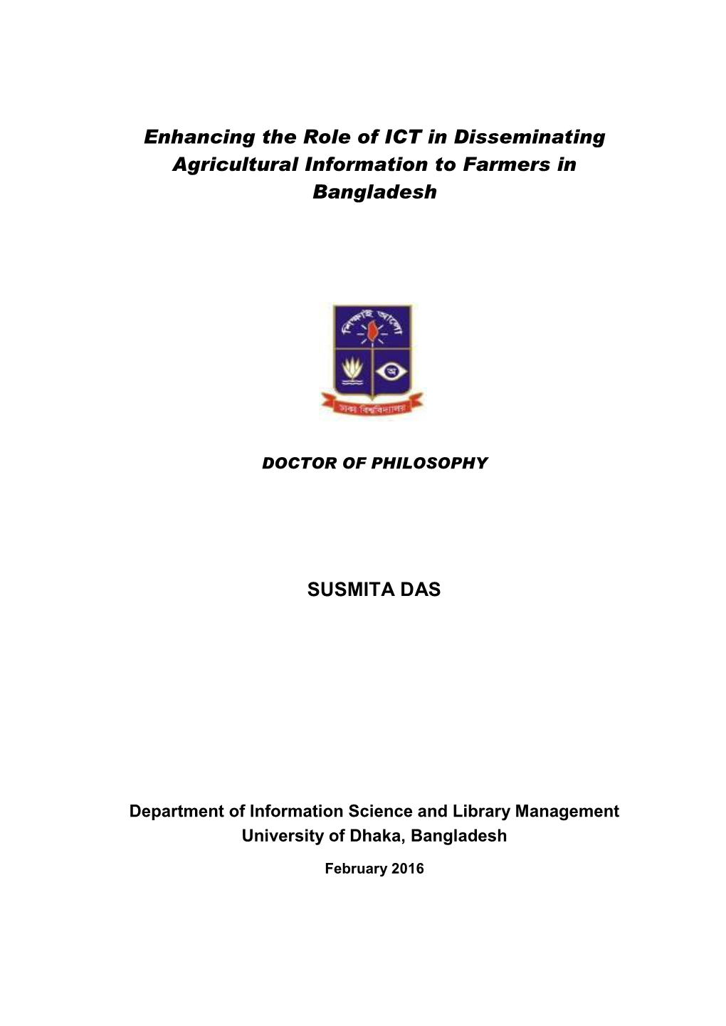 Enhancing the Role of ICT in Disseminating Agricultural Information to Farmers in Bangladesh