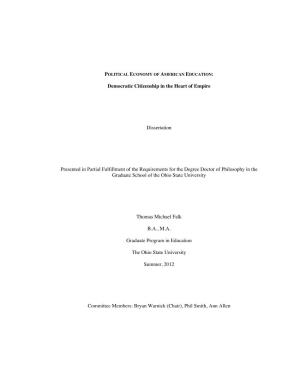 Democratic Citizenship in the Heart of Empire Dissertation Presented In