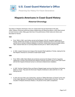 USCG Hispanic-American Historical Chronology