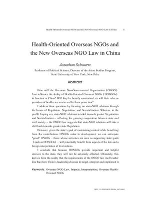Health-Oriented Overseas Ngos and the New Overseas NGO Law in China 1