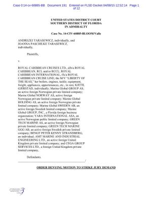 Case 0:14-Cv-60885-BB Document 191 Entered on FLSD Docket 04/08/15 12:52:14 Page 1 of 12