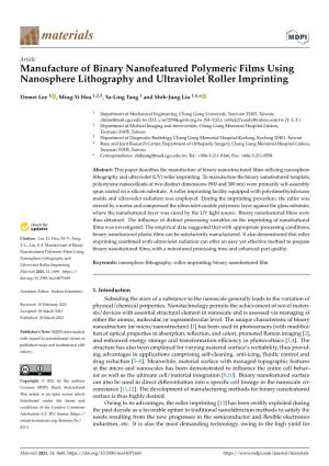 Manufacture of Binary Nanofeatured Polymeric Films Using Nanosphere Lithography and Ultraviolet Roller Imprinting