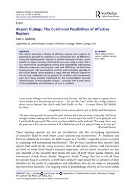 Airport Outings: the Coalitional Possibilities of Affective Rupture Sally J