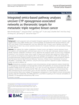 Integrated Omics-Based Pathway Analyses Uncover CYP