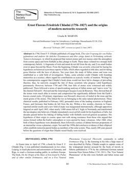 Ernst Florens Friedrich Chladni (1756–1827) and the Origins of Modern Meteorite Research