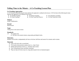 Telling Time to the Minute – a Co-Teaching Lesson Plan