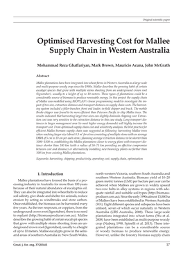 Optimised Harvesting Cost for Mallee Supply Chain in Western Australia