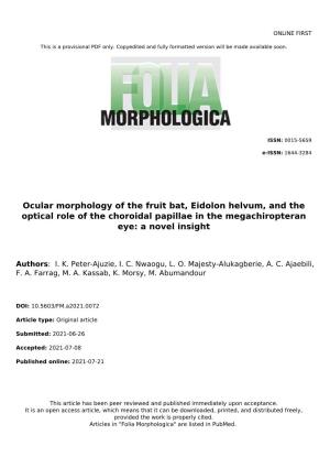 Ocular Morphology of the Fruit Bat, Eidolon Helvum, and the Optical Role of the Choroidal Papillae in the Megachiropteran Eye: a Novel Insight