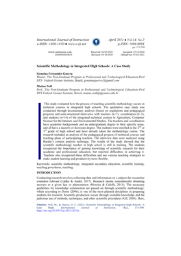 Scientific Methodology in Integrated High Schools: a Case Study