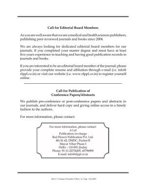 Call for Editorial Board Members As You Are