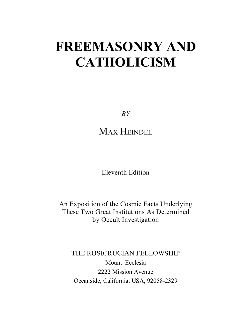 Freemasonry and Catholicism