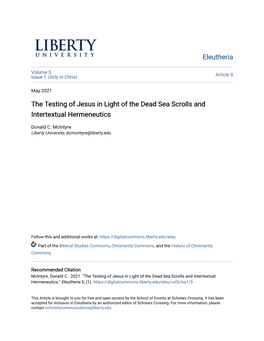 The Testing of Jesus in Light of the Dead Sea Scrolls and Intertextual Hermeneutics