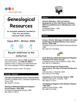 Genealogical Resources Newsletter Is a Free Friday from 4-10 P.M