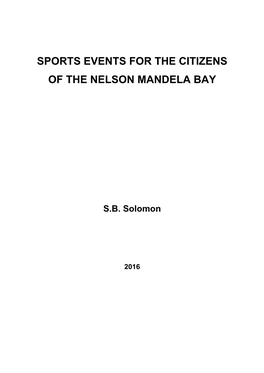 Sports Events for the Citizens of the Nelson Mandela Bay