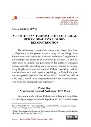 Aristotelian-Thomistic Teleological Behavioral Psychology Reconstruction