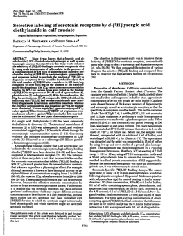 Selective Labeling of Serotonin Receptors Byd-[3H]Lysergic Acid