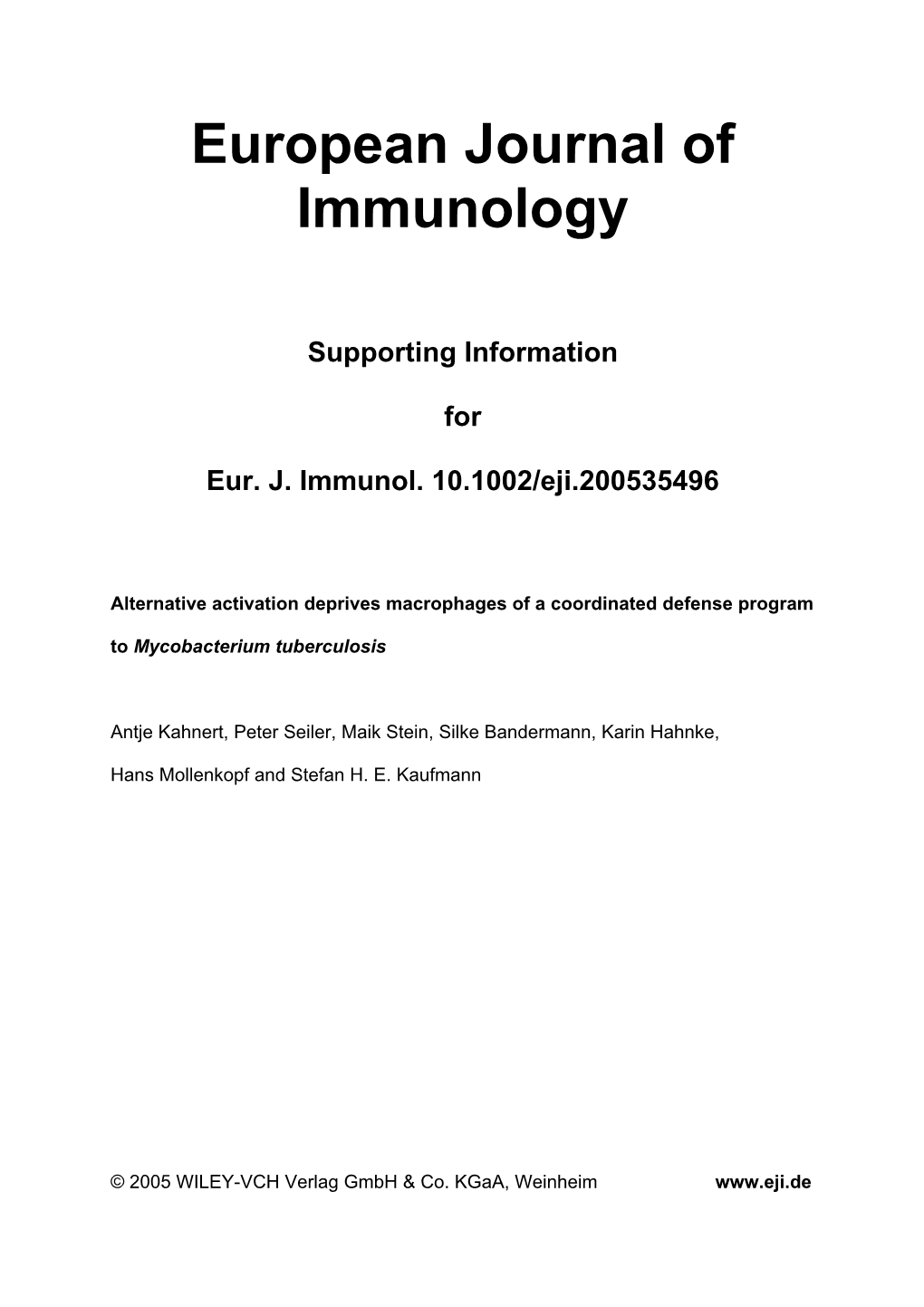 European Journal of Immunology