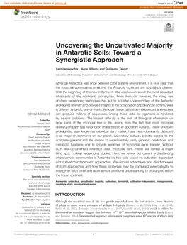 Uncovering the Uncultivated Majority in Antarctic Soils: Toward a Synergistic Approach